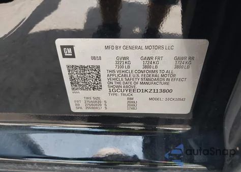 2019 Chevrolet Silverado 1500 Rst z USA, uszkodzony, nr VIN 1GCUYEED1KZ113800